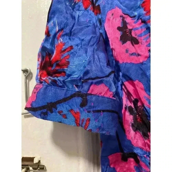 Topshop Floral Print Button Down Puff Sleeve Mini Dress Size 2 - Picture 6 of 11